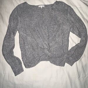 Woven Heart Gray V-Neck Sweater
